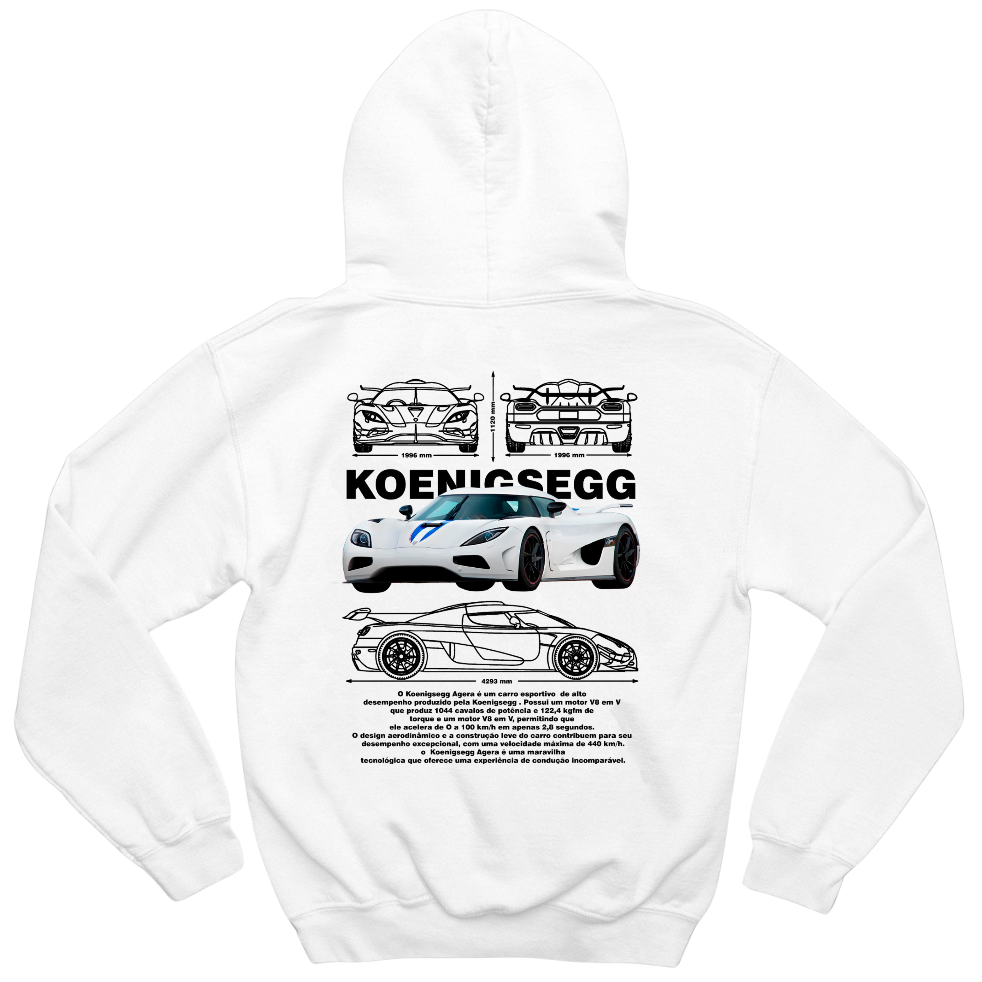 Moletom Koenigsegg Jesko masculino com gramatura 300g/m² e toque macio
