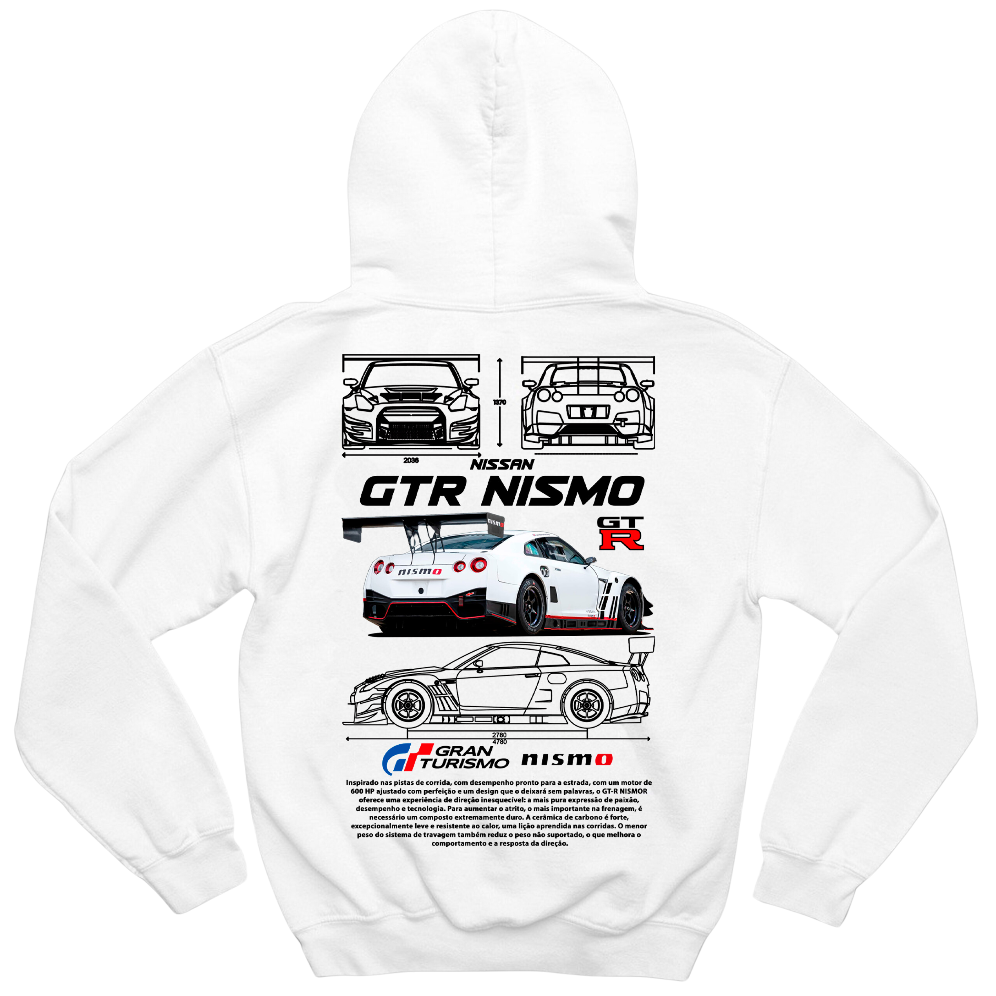 Moletom GTR Nismo confortável com toque macio e gramatura 300g/m²