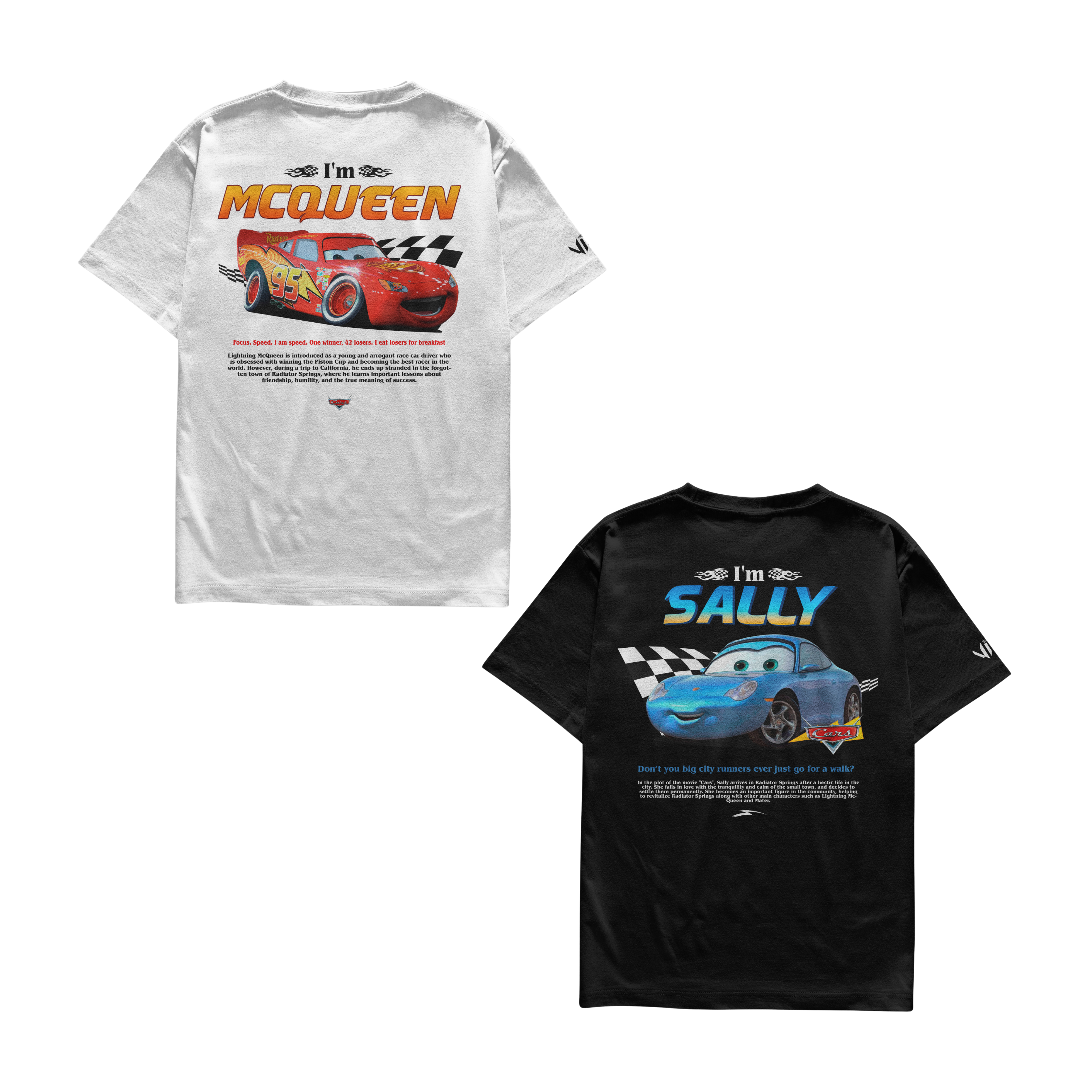 Kit Drivn I’m Mcqueen e I’m Sally com estampas de alta definição