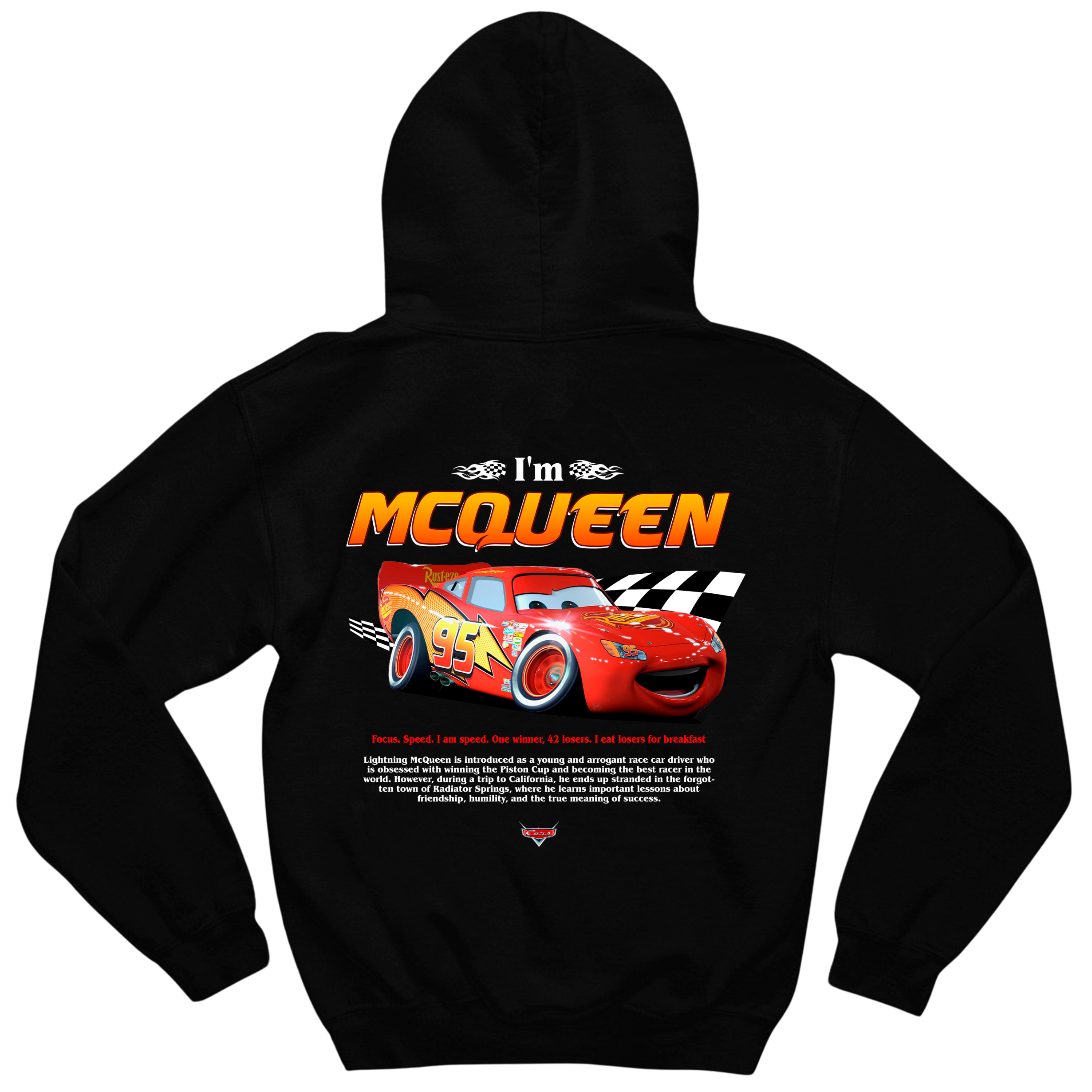 Moletom I'm McQueen Cars com capuz em algodão e poliéster

