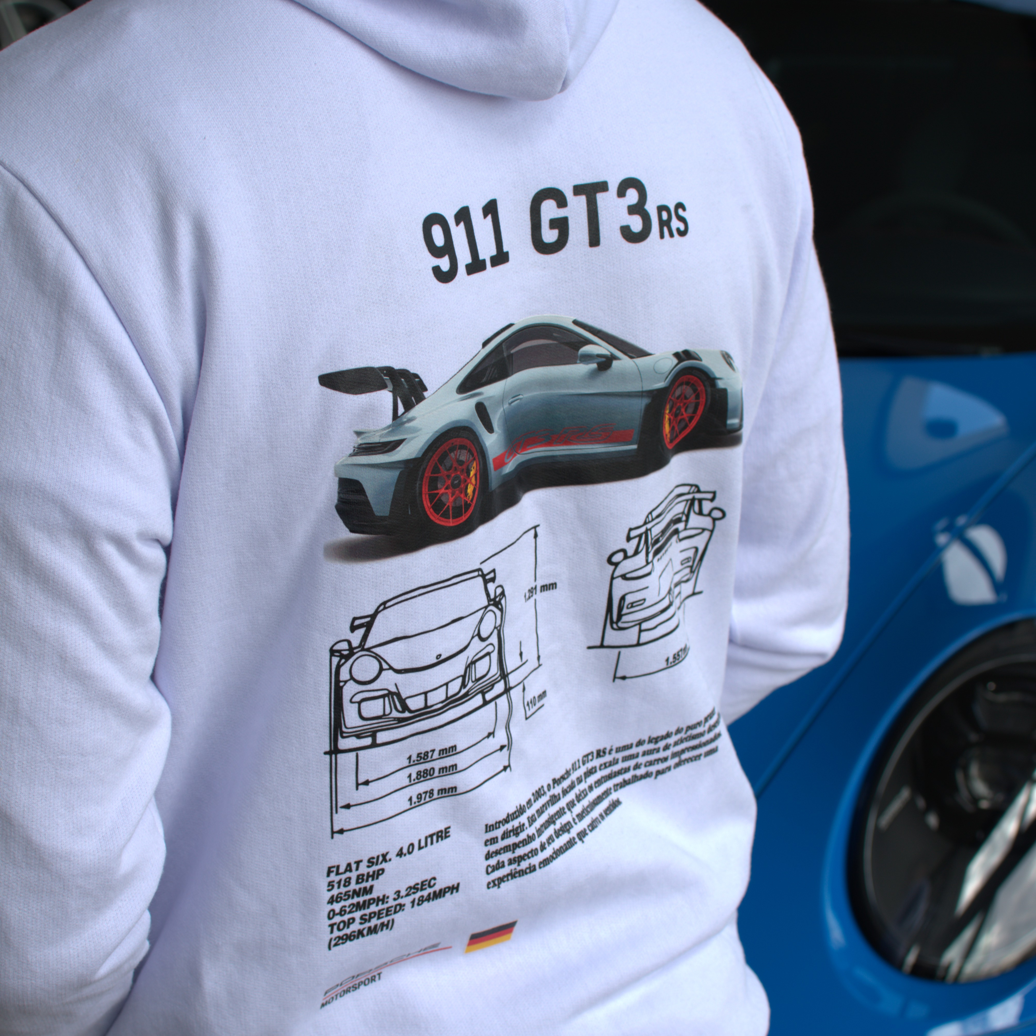 Produção sustentável do moletom Porsche Club 911 GT3 RS fabricado no Brasil