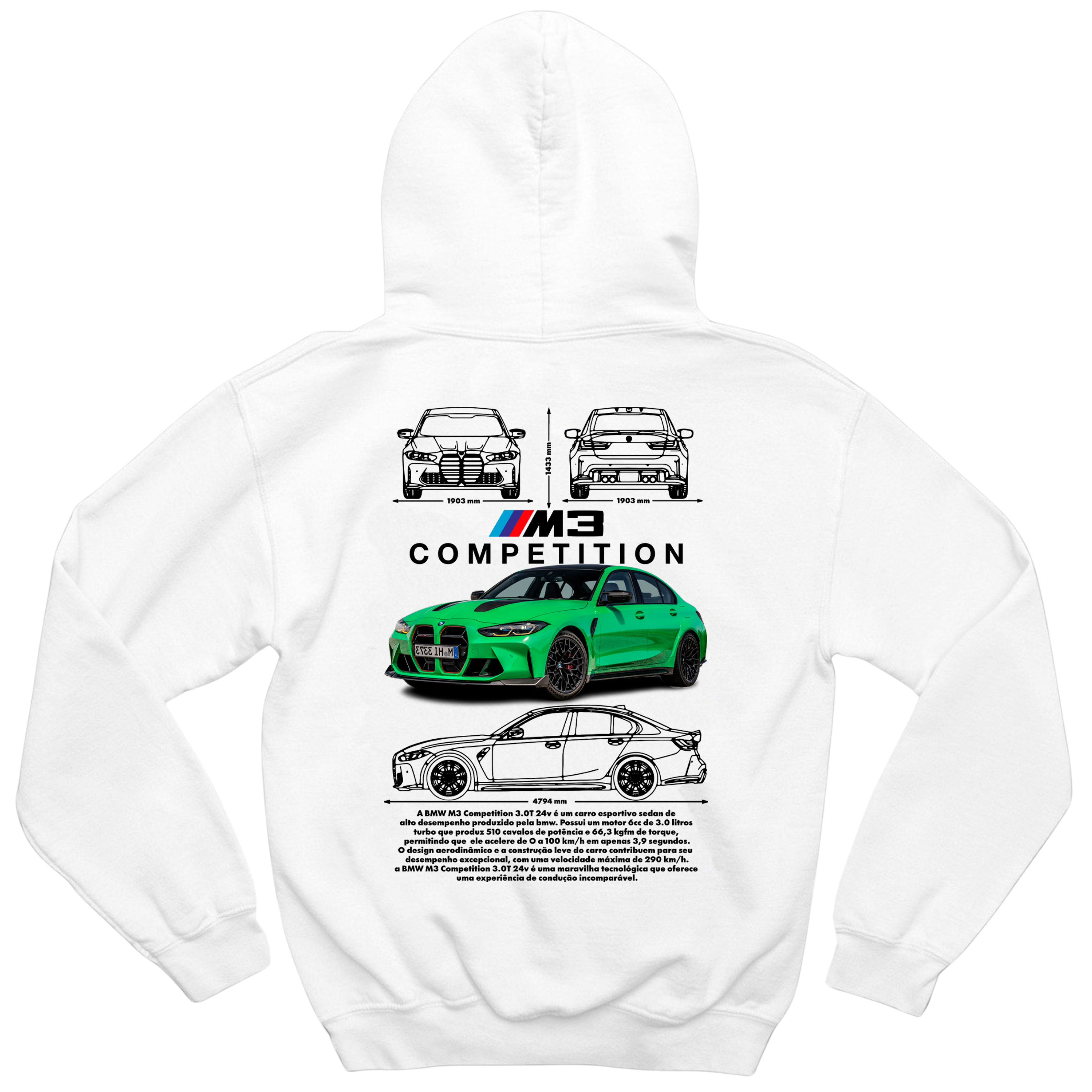 Moletom masculino BMW M3 Competition com ajuste confortável e tecido premium