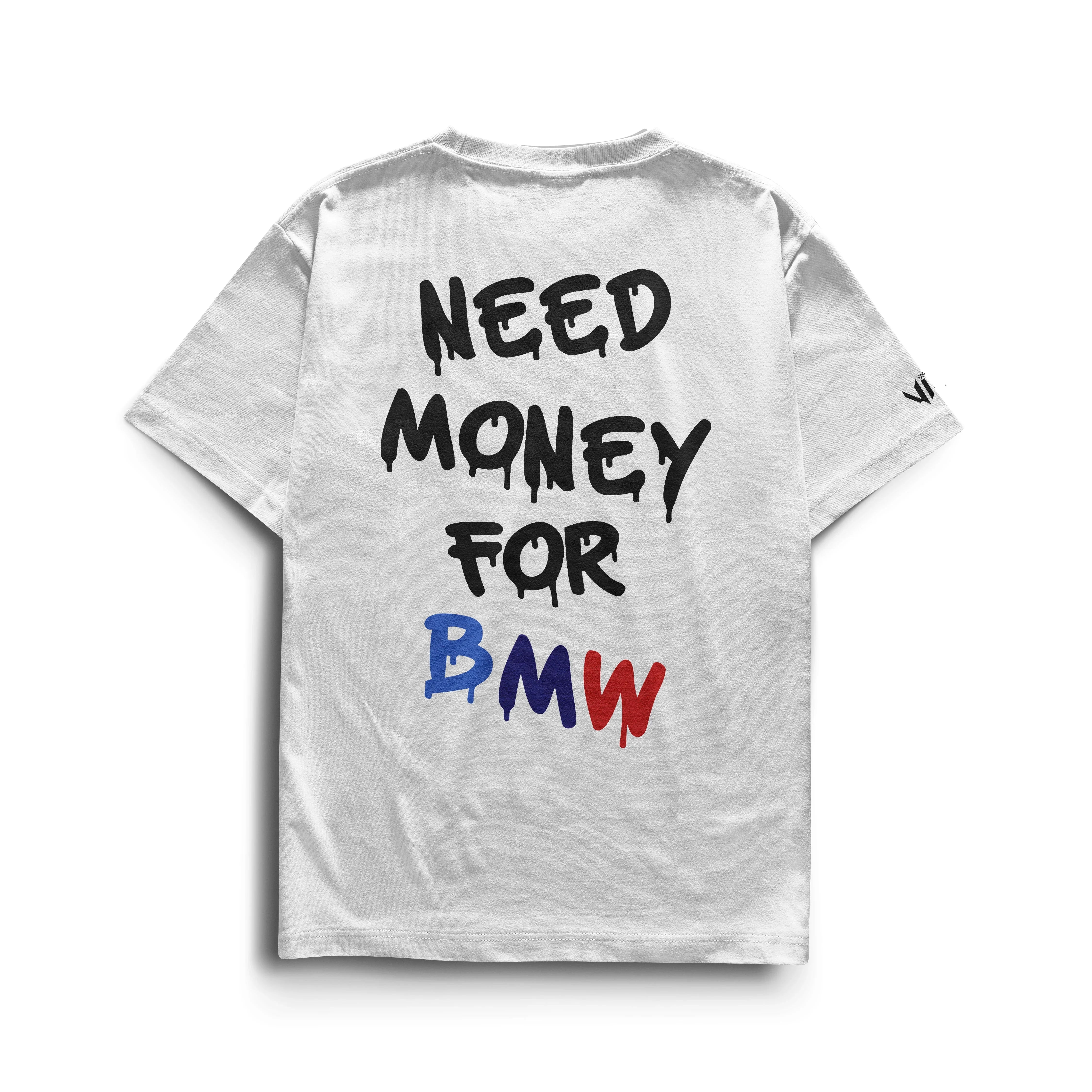 Camiseta masculina Need Money For BMW gola canelada com costura reforçada