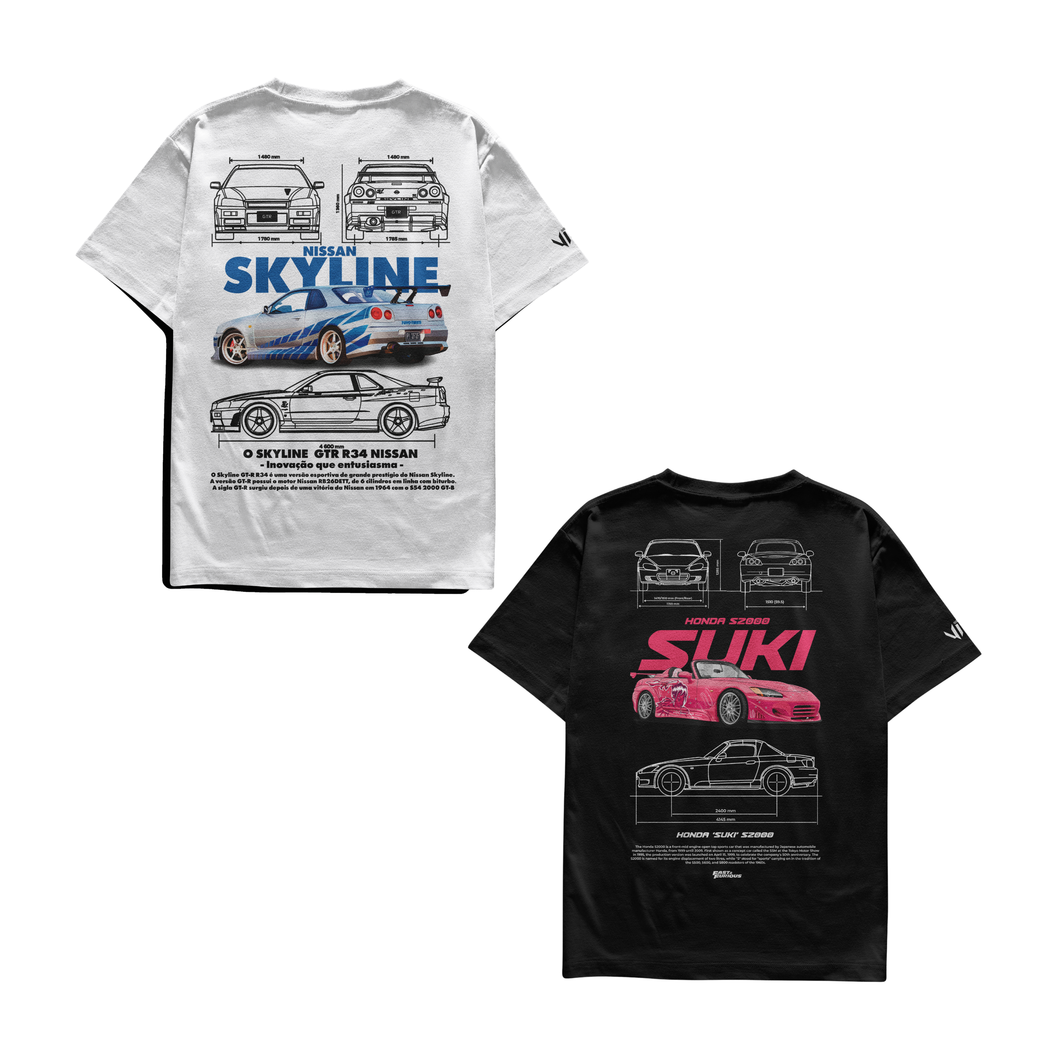 Camiseta Skyline masculina e Suki feminina com modelagem ajustada