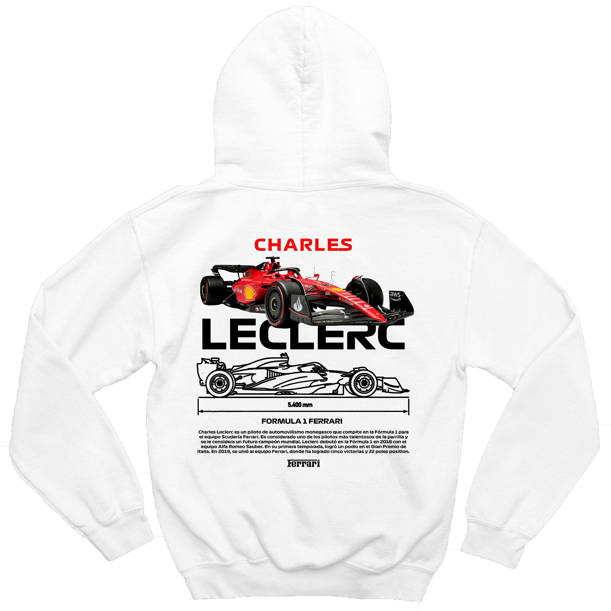 Modelo vestindo o Moletom Charles Leclerc F1 em ambiente casual, destacando o caimento e conforto