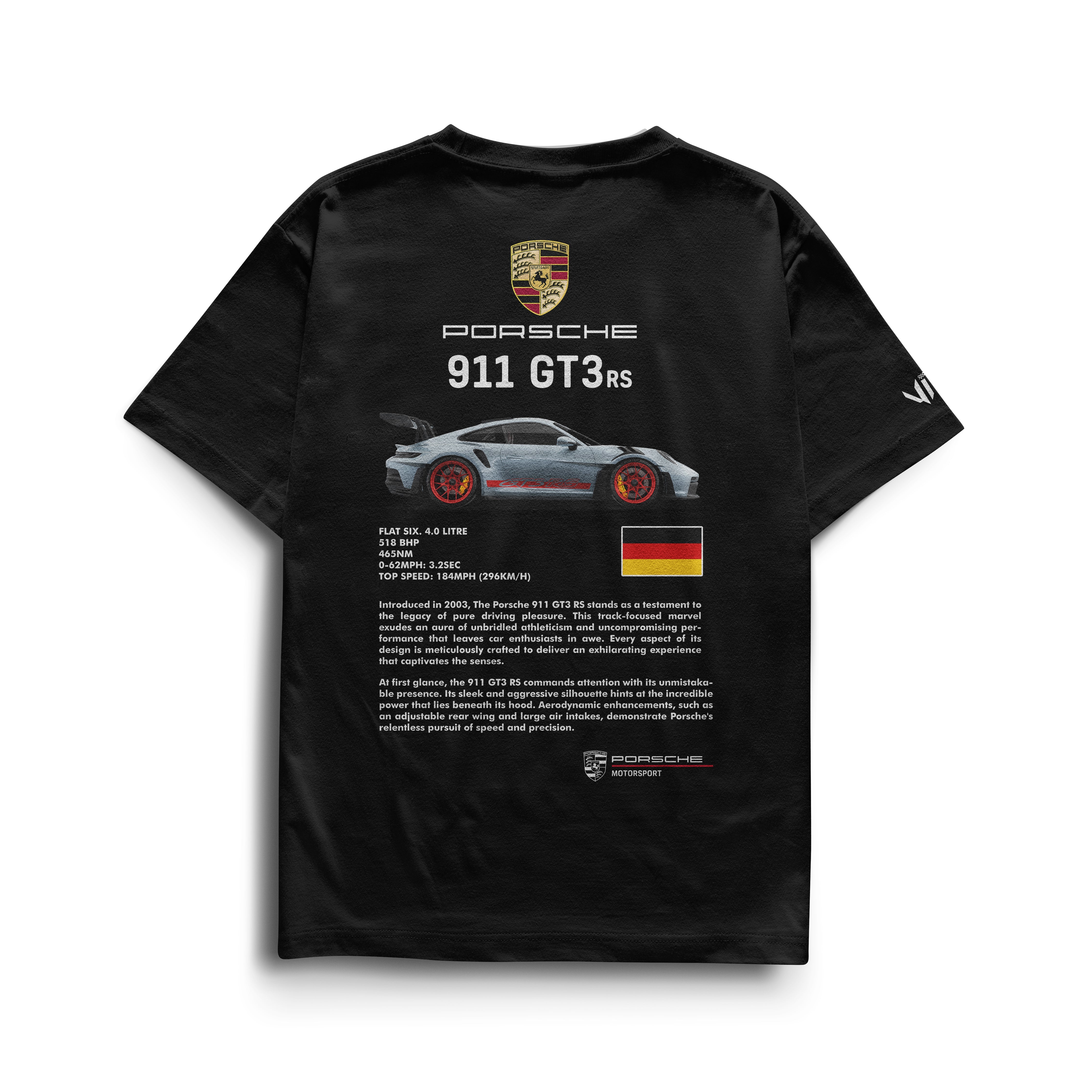 Camiseta Porsche 911 masculina em algodão 100% penteado com estampa DTF

