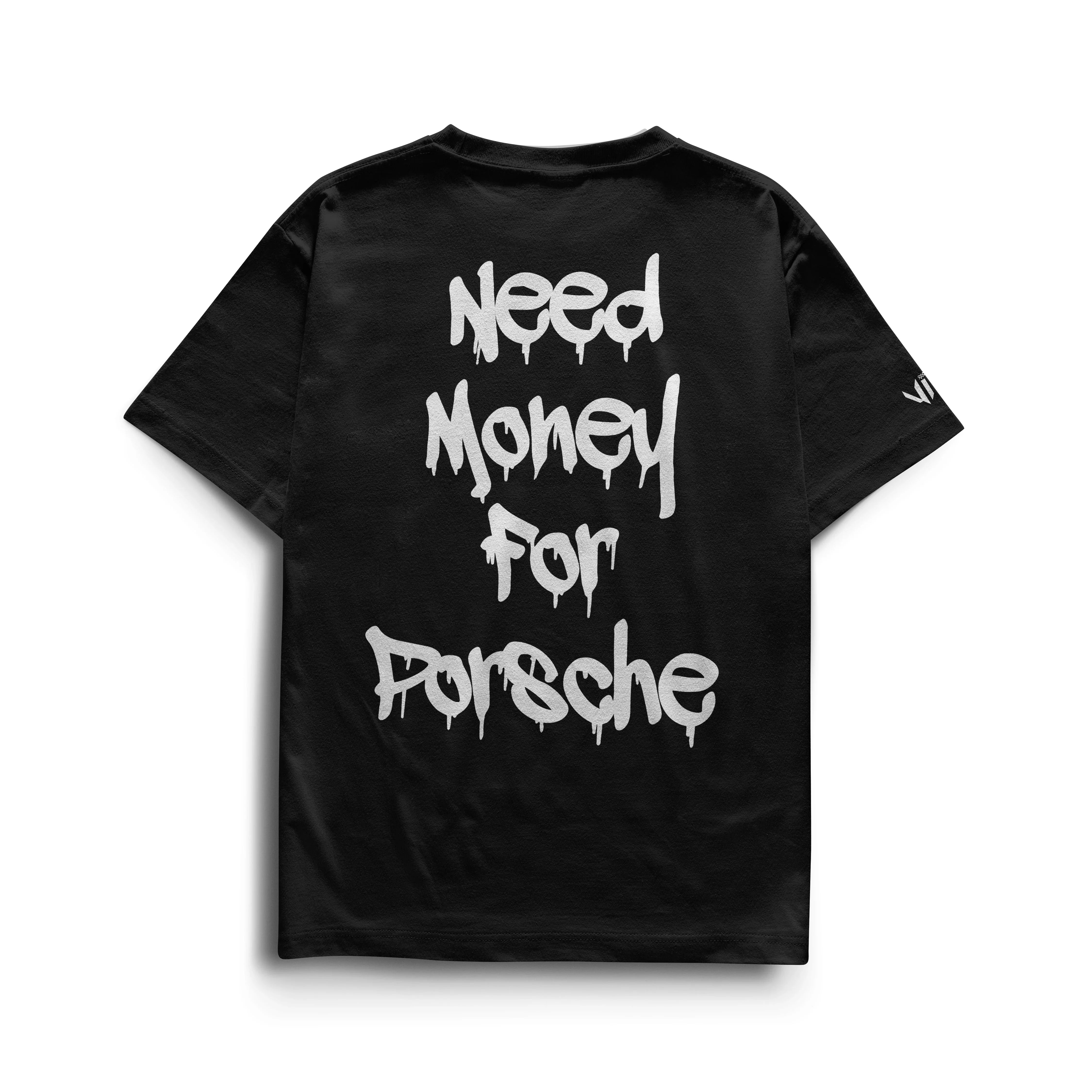 Camiseta Need Money For Porsche masculina em algodão penteado com estampa durável