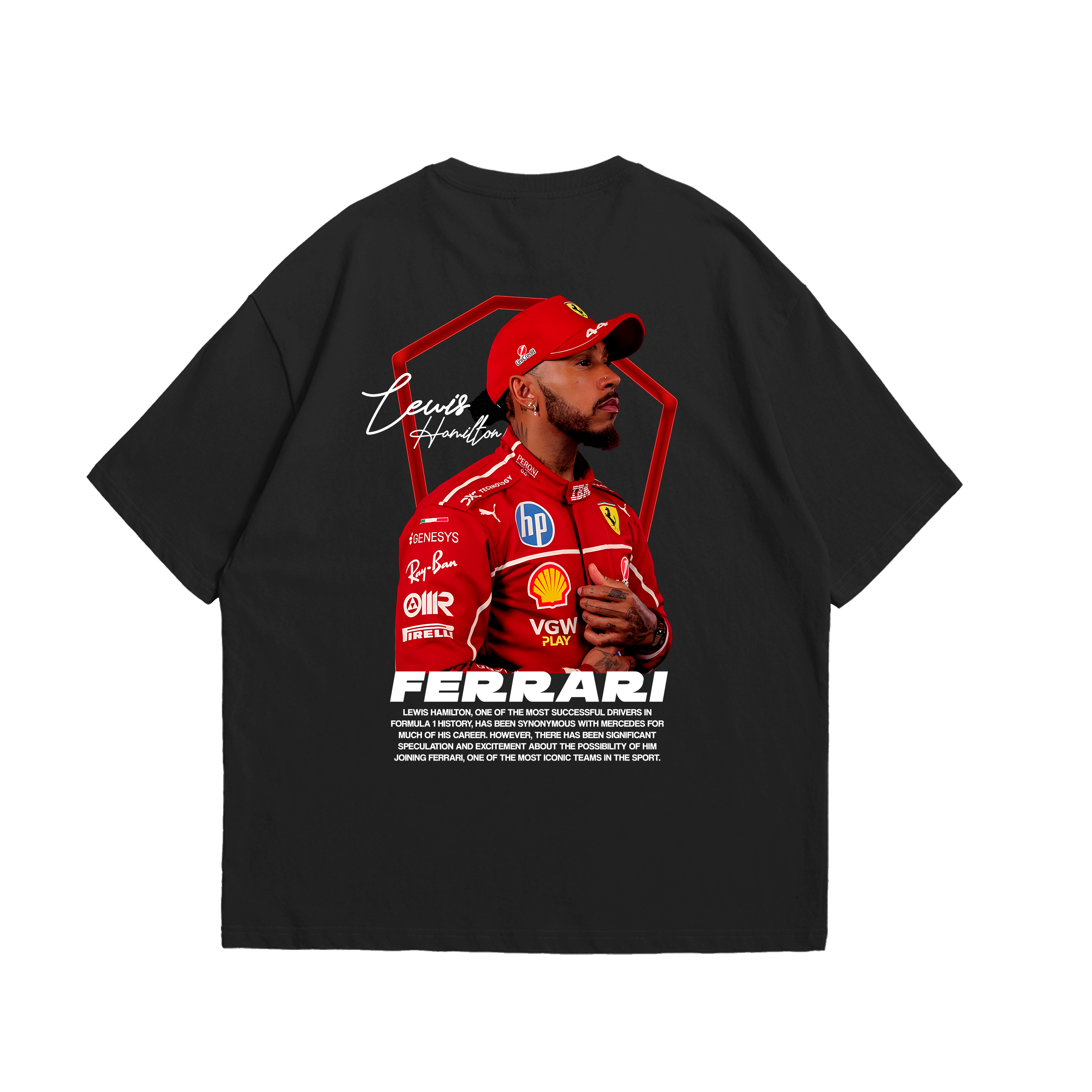 Camiseta Oversized Lewis Hamilton Ferrari