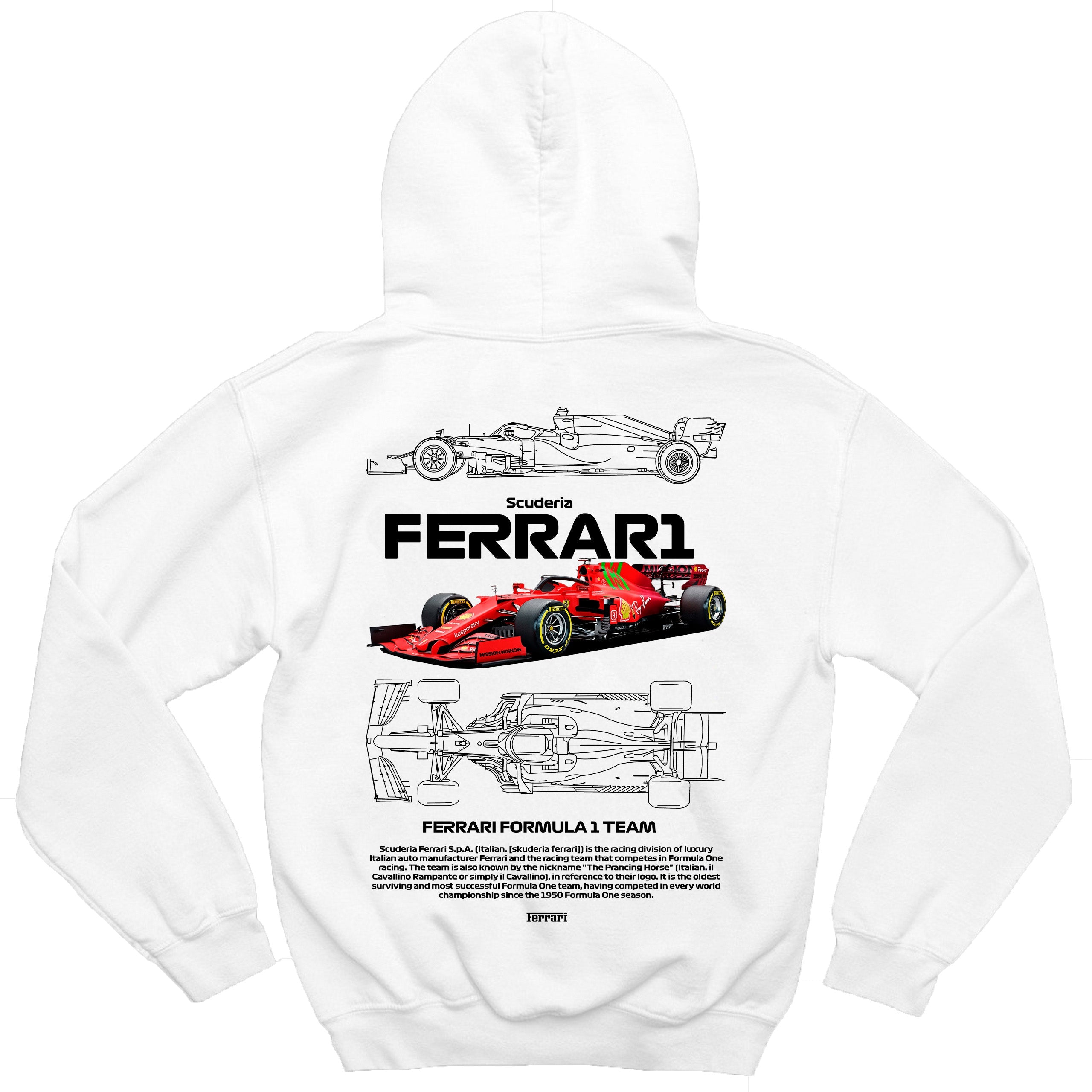 Produção sustentável e acabamento premium do Moletom Ferrari Scuderia F1.