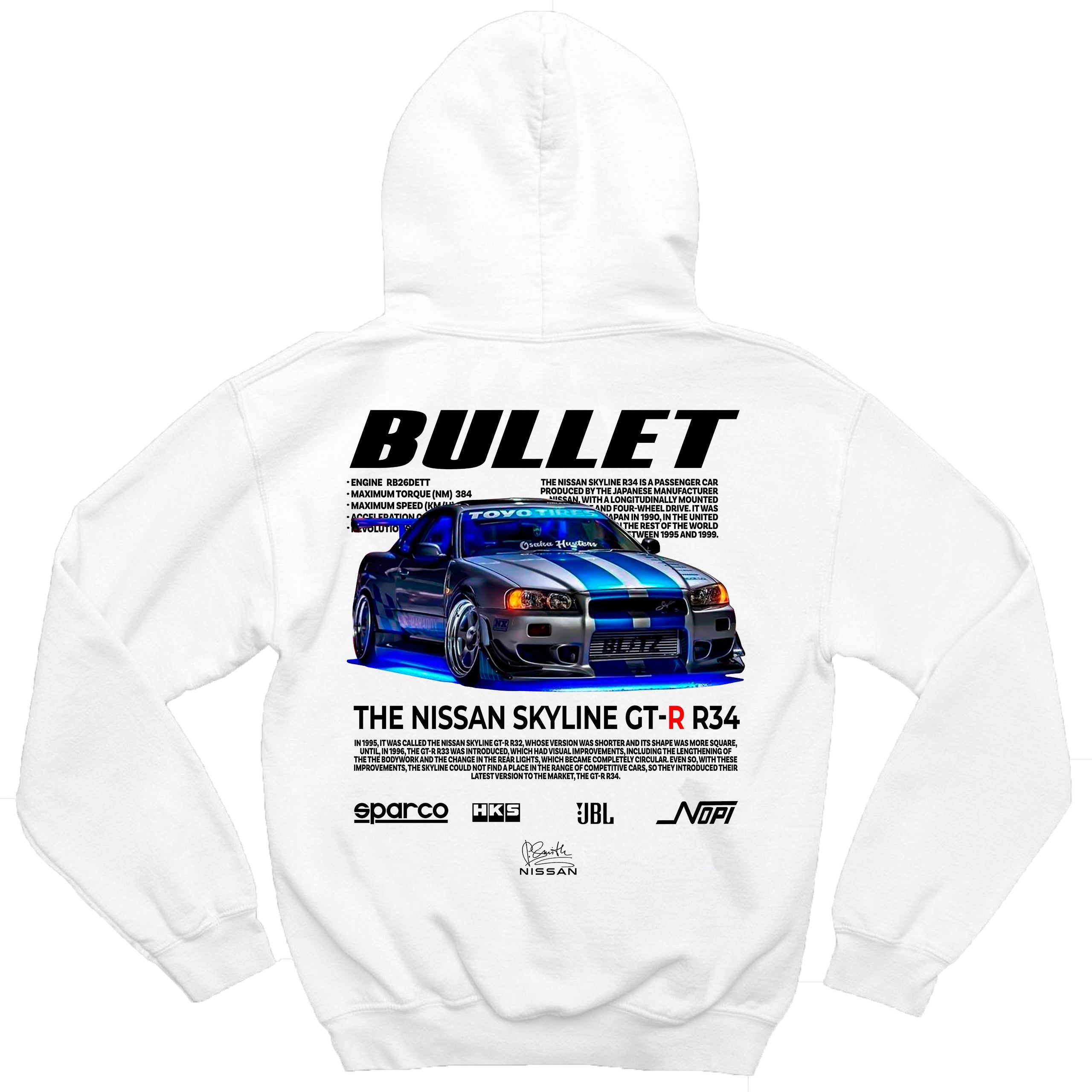 Gola e ribana do moletom Bullet GTR com acabamento reforçado