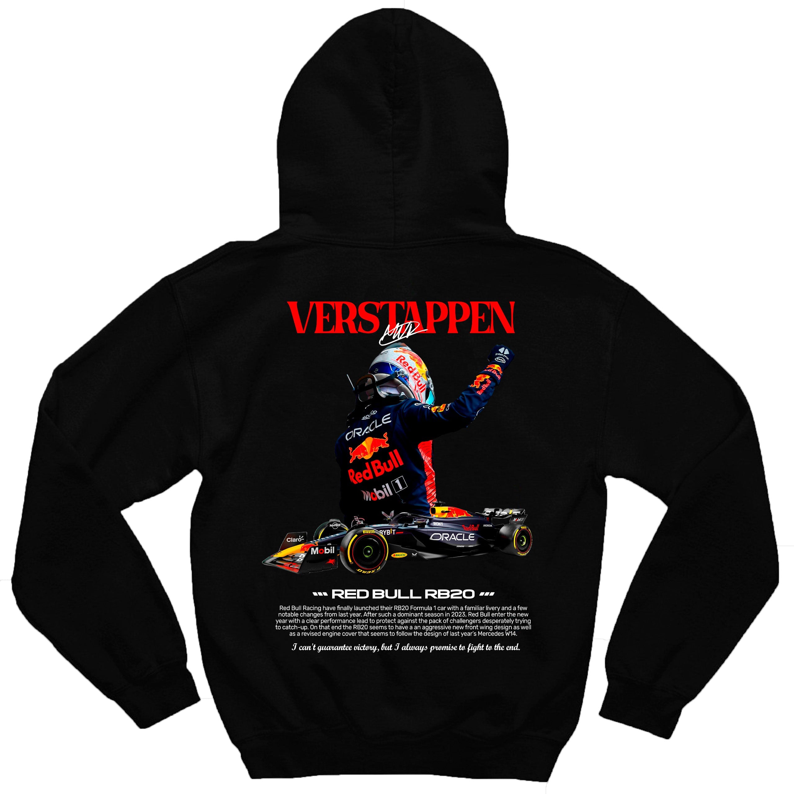 Moletom Verstappen F1 com capuz em algodão e poliéster, toque macio e ajuste confortável