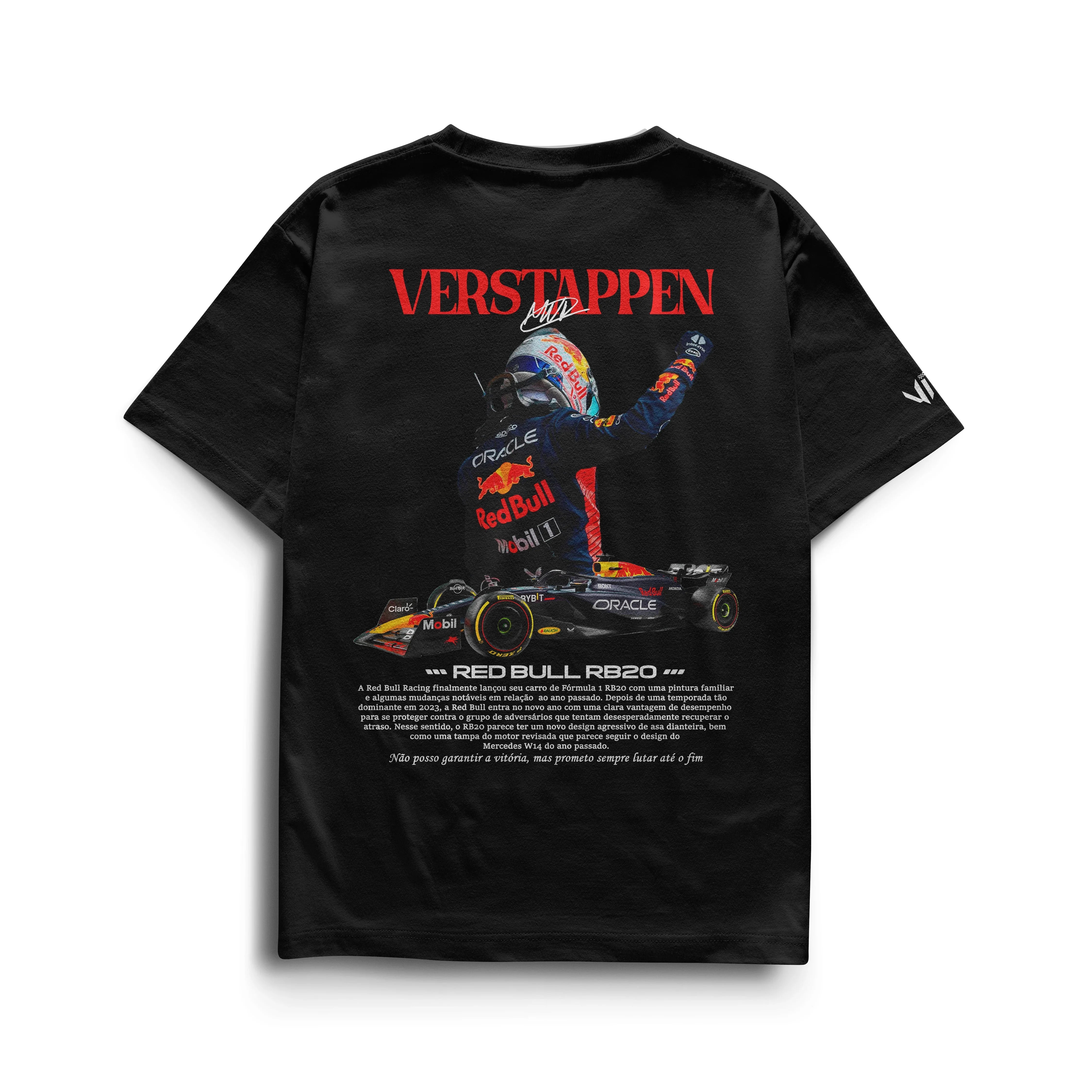 Camiseta Verstappen F1 masculina em algodão premium com estampa DTF